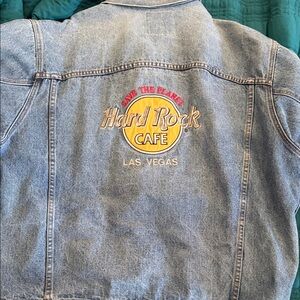Hard Rock Cafe Blue Denim Jacket with Yellow Logo